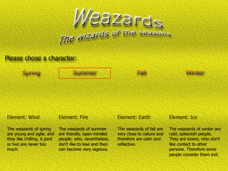 The character selection screen